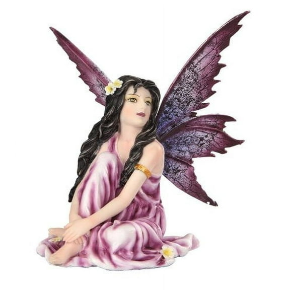 5.25 Inch Fairyland Purple Winged Fairy with Flowers Statue Figurine