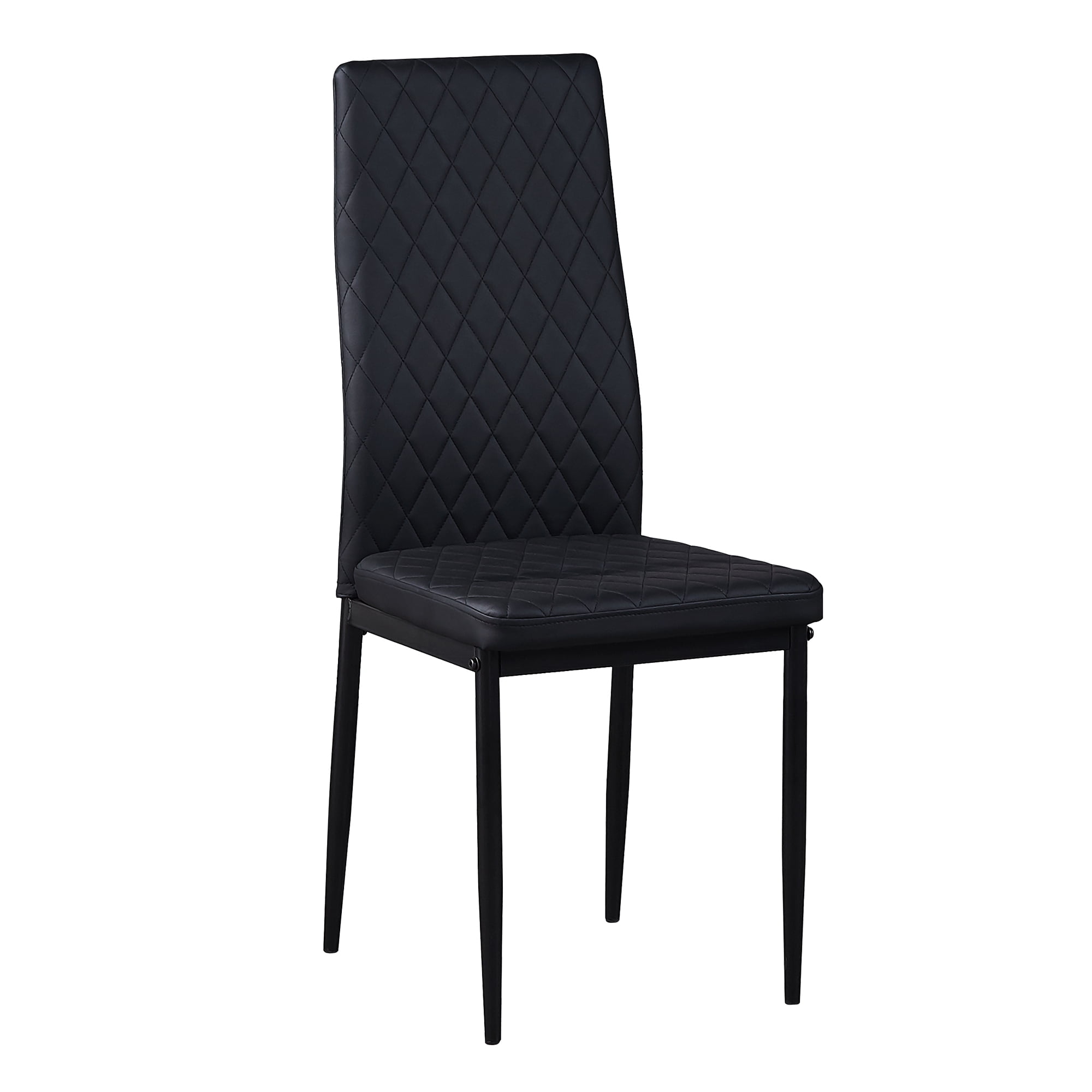 Kepooman Set of 4 Modern Diamond Grid Pattern Dining Chairs, Black Kepooman Set of 4 Modern Diamond Grid Pattern Dining Chairs, Black