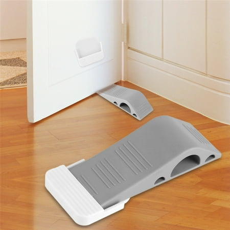 Holder Free Stopper - Odorless Rubber Door Stop Wedge with Free Bonus Holders Non-Slip Door Stopper Kids Baby Finger Safety Doorstop for Home Bedroom Office (White Holder)