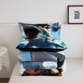 thumbnail image 5 of Homewish Cool Corgi Shark Twin Comforter Sets,Cartoon Animal Bedding Set,Blue,Ocean Wave Decor,Black Reversible,2 Pieces,1 Comforter and 1 Pillowcase, 5 of 7