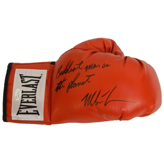 Mike Tyson Signed Everlast Red Boxing Glove w/Baddest Man On The Planet