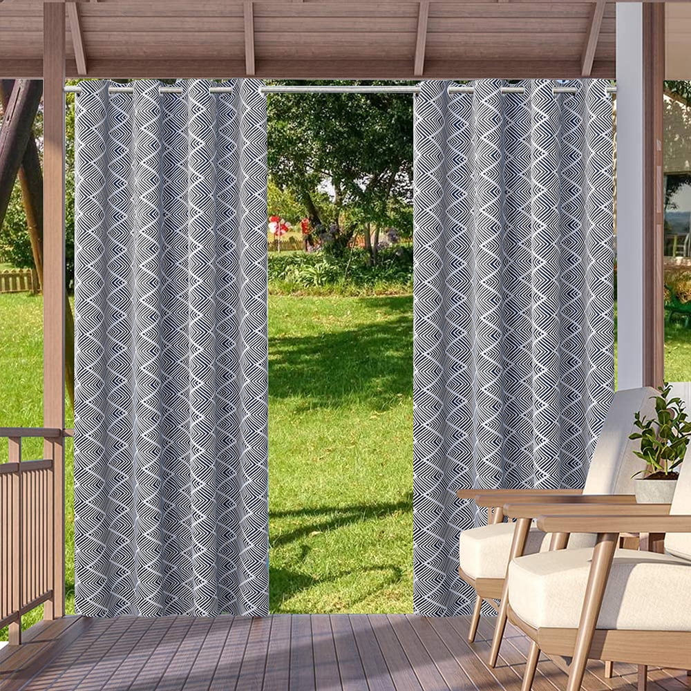 LIFONDER White Patio Sheer Curtains 2 Panels Indoor Outdoor Grommet Waterproof Golden Thread Linen Look Sheer Drapes/Shades/Blinds for Patio Privacy with 2 Tiebacks White 52 x 108 Inch