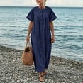 thumbnail image 5 of Aimik Womens Long Maxi Dress Button Down Short Sleeve Baggy Shirt Dress with Pockets Loose Comfort Dress for Summer Beachwear, 5 of 6