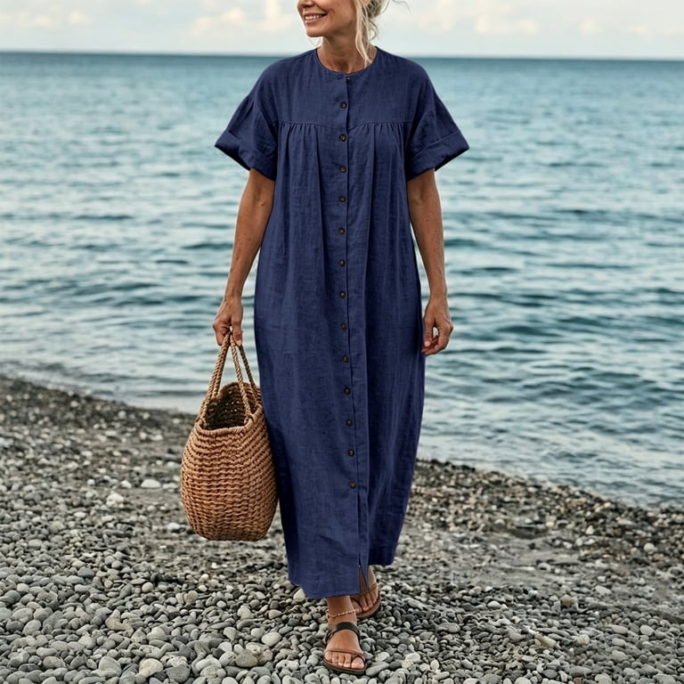 shirt dress loose puff sleeve Belted comfy cotton blend fabric Code Puff Sleeve Ruffle Shirt Dress