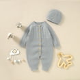 thumbnail image 6 of Rovga Toddler Baby Knit Romper Cotton Button Down Long Sleeve Boys Girls Solid Color Sweater Clothes Baby Jumpsuit With Hat Unique Dailywear, 6 of 9