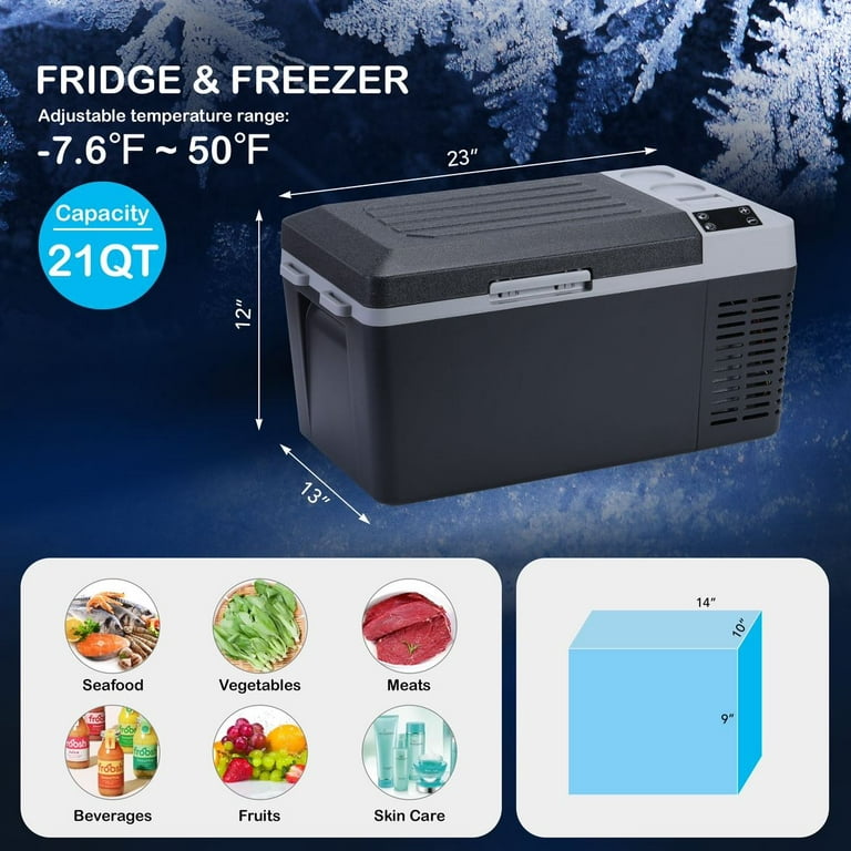 WhizMax 12 Volt Car Refrigerator, 21 Quart/20L Car Fridge Electric Cooler,  Refrigerator for Car -7.6℉~50℉ Temperature Range, Protable refrigerator for