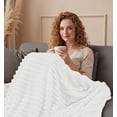 thumbnail image 7 of Utopia Bedding Off White Striped Fleece Blanket Throw Size Fluffy, Warm & Lightweight Ribbed Throw for Bed, Sofa & Chair - Soft Cozy Blanket for Home Decor & Gifting (50x60 Inches), 7 of 7