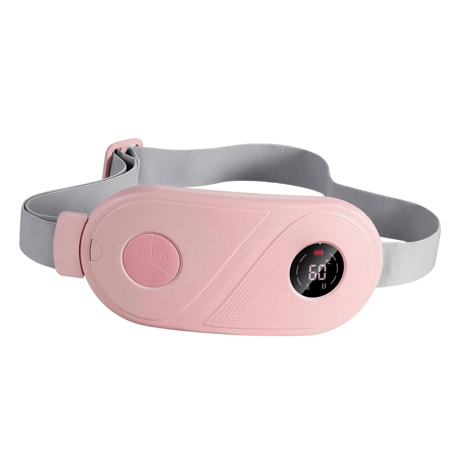 Wswqop Electric Menstrual Heating Pad Waist Belt Rechargeable Portable Belly Wrap Skin Pink