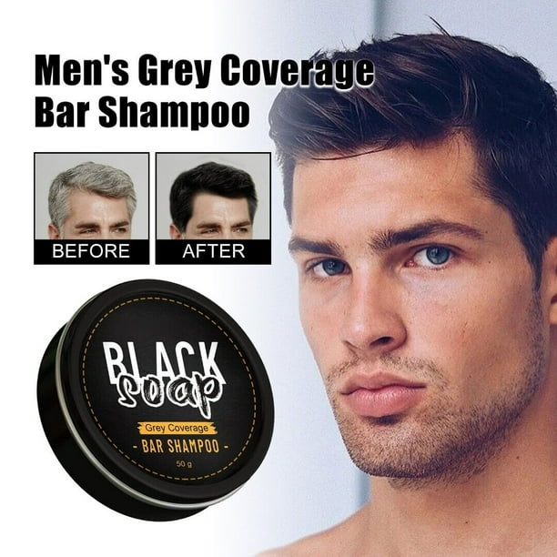 50g Mens Grey Coverage Bar Shampoo Hair Darkening Black Soap For Grey Hair Cover 2080