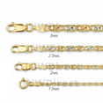 thumbnail image 1 of 10K Gold Solid Tri Yellow Rose White 1.5mm-6mm Valentino Chain Necklace 16"- 30" (18",2.5mm), 1 of 5