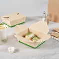 thumbnail image 4 of Sustain 45 oz Rectangle Bamboo Paper #8 Bio Box Take Out Container - with PLA Lining, Compostable - 6 3/4" x 5 1/2" x 2 1/2" - 50 count box, 4 of 11