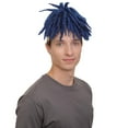 thumbnail image 6 of HPO Adult Men’s American Rapper Dark Blue Dreadlock Updo Wig, Non-flammable Synthetic Fiber Wig, 6 of 8