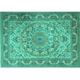 thumbnail image 1 of Ahgly Company Machine Washable Indoor Rectangle Medallion Turquoise Blue Traditional Area Rugs, 2' x 3', 1 of 4