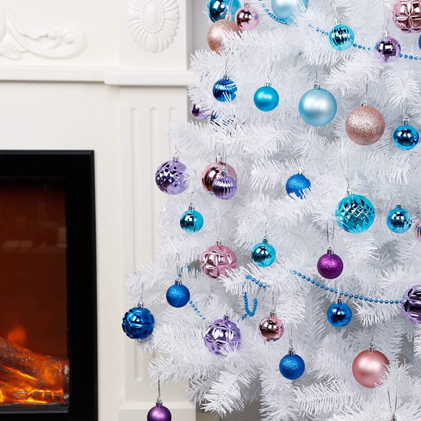 Deux Jouets De Noël En Forme De Boule Rouge Brillante Et Bleue