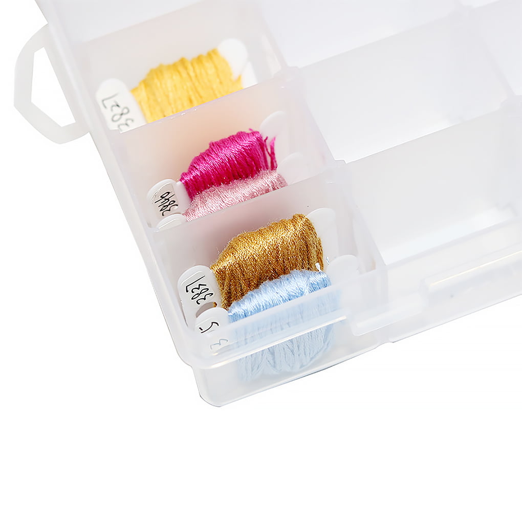 2 Sheets 460 Floss Number Stickers and 100 Pieces Plastic Floss Bobbins Embroidery Floss Cross Stitch Organizer Box Set Includes 36 Grids Plastic Storage Box Plastic Bobbin Winder 