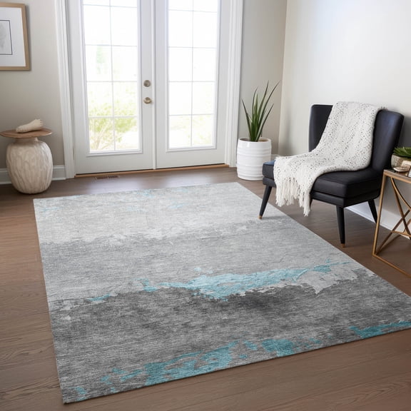 Addison Rugs Chantille Indoor/Outdoor Transitional Modern Teal Machine Washable Rectangle Rug, 3' x 5'