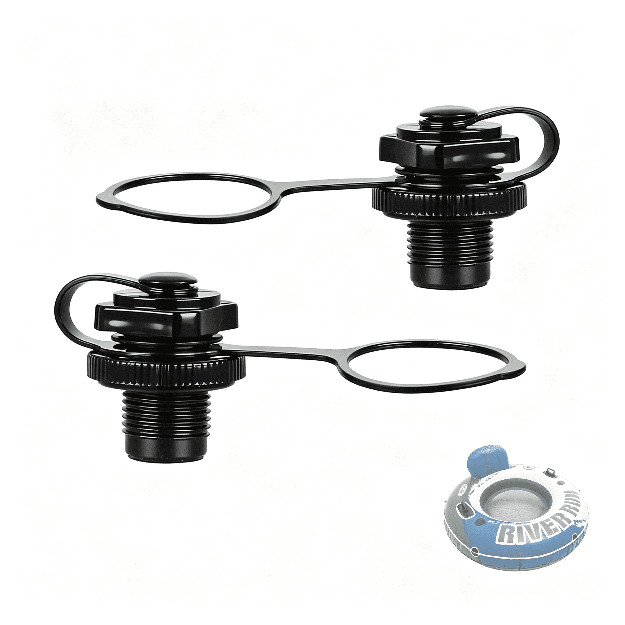 LADYGYM 2Pcs Replacement Plug Compatible with River Run Tube, Inflatable Boat Air Valve, Durable Boston Valve Cap, One-Way Inflation Screw for Raft Kayak Float Accessories