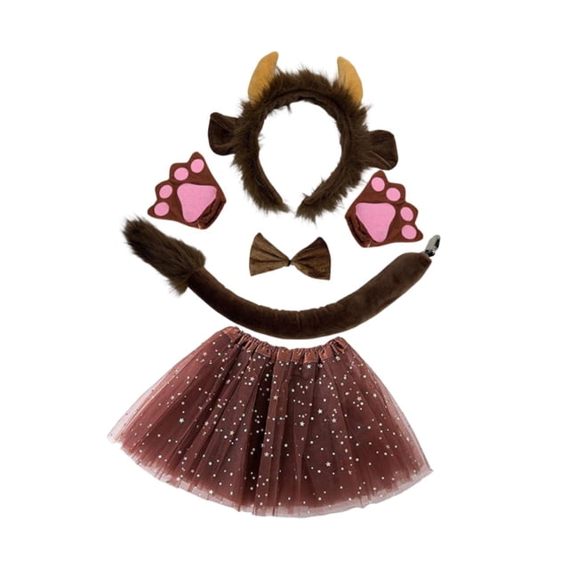 Conjunto de orejas y cola de vaca. Diadema con orejas de vaca para decoración de carnaval y Halloween. 5 piezas