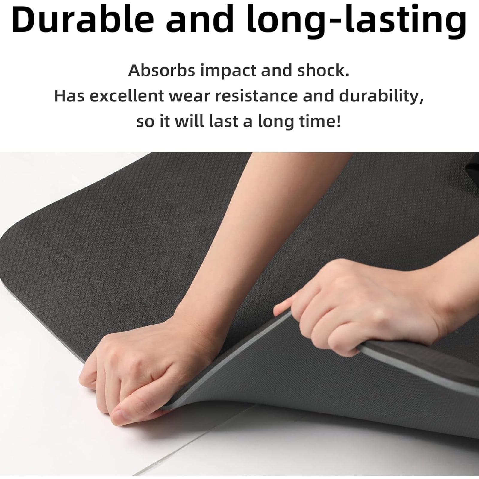 4W 10mm Thick Yoga Mat- TPE Non-Slip Exercise Mats with Strap for Home Workout/Pilates for Women Men 72"×26"(Grey +Black)