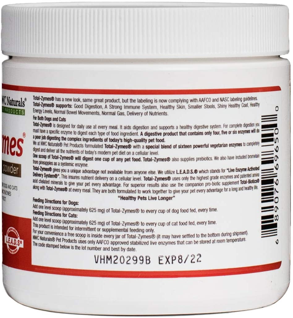 NWC Naturals Total-Digestion Mini-twin Pack Total-Zymes, Total-Biotics Each Jar Treats 100 Cups of Food. Sold by manufacturer.