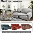 thumbnail image 6 of Wide 75-100" 2 Seater Reclining Sofa Slipcover, Velvet Stretch 6-Piece, Soft Washable (Dark ), 6 of 6