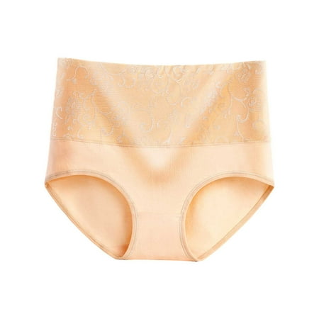 GHSOHS Womens Underwear Panty No Show Thongs for Women Tummy Control Underwear Pure Cotton High Waist Comfortable Breathable Underwear Cotton Crotch Seamless Underpants No Show Lace Panties Khak XXL