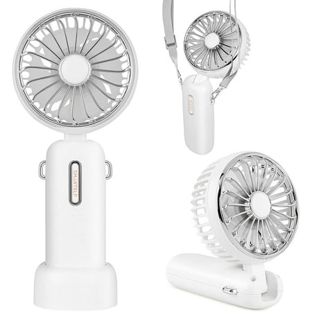 

Protable Handheld Fan Quiet Cooling Fan Cordless Last for 6-20 Hours Desk Fan for Girls Women Men Indoor Outdoor Travel Battery Operated Neck Fan 3 Speed Mini Personal Fan with Strap 4800 mAh Folding