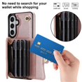 thumbnail image 2 of For Samsung Galaxy A55 5G RFID Blocking Protective Purse Wallet Case Magnetic Organ Style Flip Cover Multi-Card Slots Pocket With Detachable Shoulder Strap And Wrist Strap,Rose gold, 2 of 10