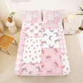 thumbnail image 4 of Erosebridal Cute Pink Bow Queen Sheet Sets For Girls,Modern Patchwork Geometric Plaid Bed Set For Kids 4-Piece, 4 of 6
