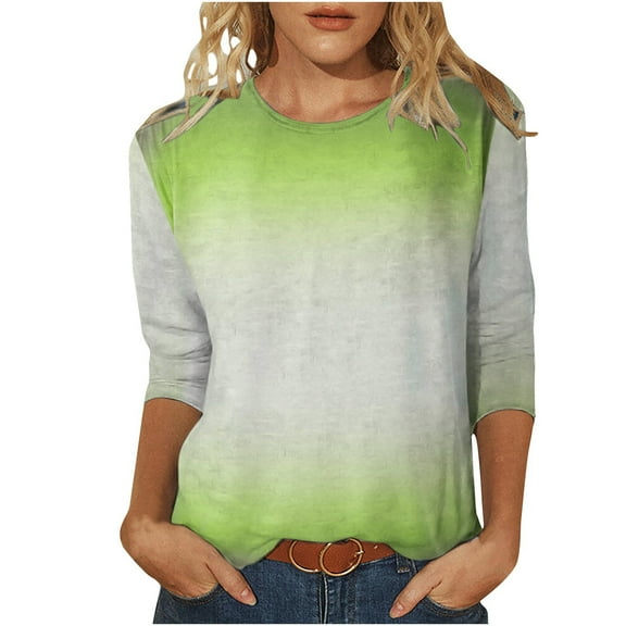 Black Sweatshirt Zip Up Clearance Tops Women Under$5 Print T shirt Mid length 3/4 Sleeve Blouse Round Neck Casual Tops