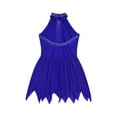 thumbnail image 6 of YONGHS Girls Sleeveless Shiny Rhinestone Gymnastic Leotard Ballet Dance Figure Ice Skating Dress Royal Blue 14, 6 of 7