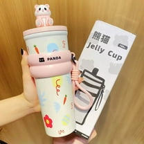 LACKUST Panda-Themed Insulated Tumbler Water Bottle Insulated, 700ml 304 Stainless Steel Straw Cup with Anti-Slip Sleeve