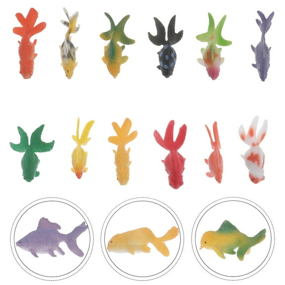 LULULION Mini Fish Goldfish Models Plastic 12Pcs