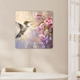 thumbnail image 4 of 10 Inch Wall Clock Battery Operated Square Clock for Office, Kitchen, Outdoor, Living Room,Hummingbird Over Purple Flower Bush Watercolor Painting Floral Bird Pattern, 4 of 4