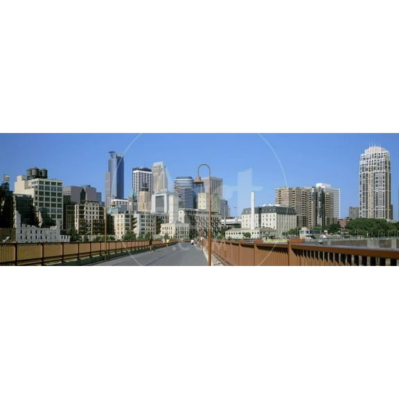 Stone Arch Bridge with Skyscrapers in the Background, Minneapolis, Minnesota, USA, Scenic Unframed Photographic Print Wall Art Sold by ArtCom