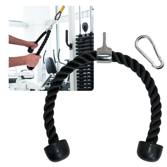 Evelots Tricep Rope Cable Attachment/28 inch Tricep Pull Down Rope w/Carbon Steel Carabiner/Triceps Rope Cable Machine Attachment