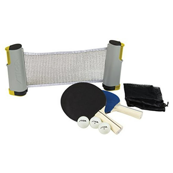 STIGA Retractable Take Anywhere Table Tennis Set Includes Net, Two Paddles, Three Balls, and Storage Bag