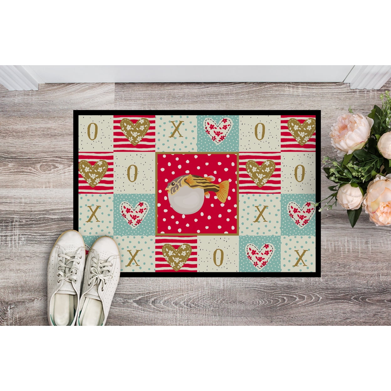 Puffer Fish Love Door Mat