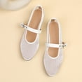 thumbnail image 6 of Gpaecead Women's Rhinestone Mesh Breathable Flats Closed Toe Thin Strap Buckle Versatile Glam Summer Shoes, White, 6 of 6