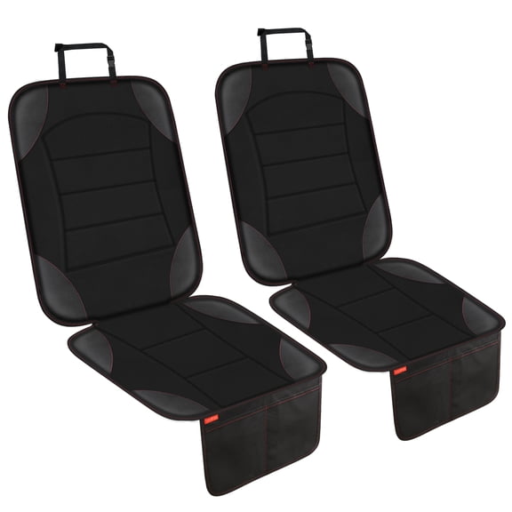 Siivton Car Seat Protector for Child Car Seat - Waterproof Non-Slip Leather Mat with 2 Mesh Pockets, Universal Seat Cover for Baby, Pets & Vehicles(2-Pack,Black)