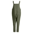 thumbnail image 6 of RYRJJ Women's Solid Cotton Linen Bib Overalls Casual Sleeveless Rompers Baggy Long Pants Wide Leg Jumpsuits with Pockets(Army Green,S), 6 of 8