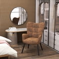 thumbnail image 2 of Homy Casa Wingback Vanity Chair Upholstered  Armchairs Ideal for Bedroom, Makeup Room, or Dressing Table, Brown, 2 of 7