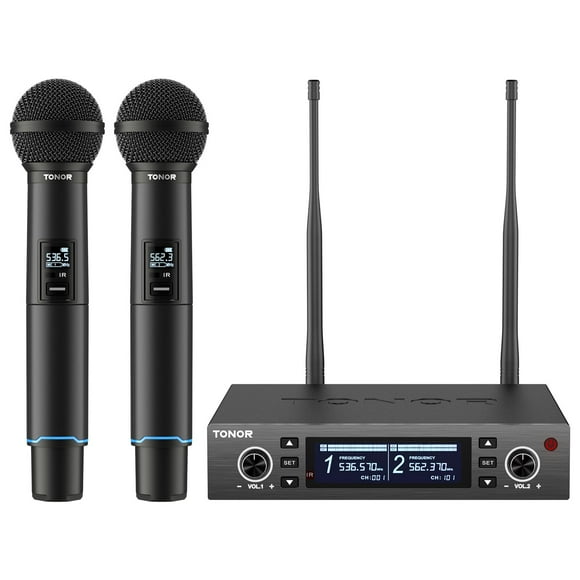 Sistema de micrófono inalámbrico TONOR TW750 2x100 UHF recargable