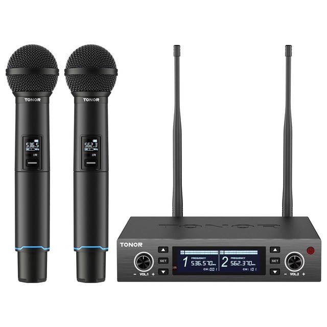Sistema de micrófono inalámbrico TONOR TW750 2x100 UHF recargable