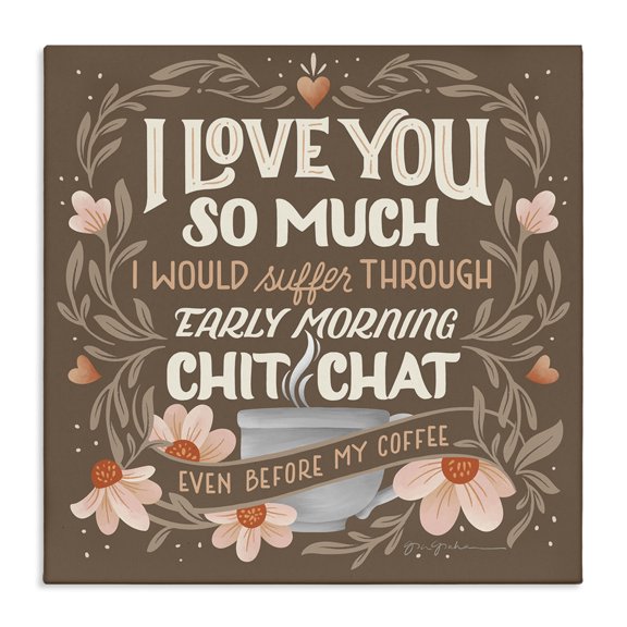 Stupell Industries Farmhouse Chat Before Coffee Humor Canvas Art, 17 x 17, by Gia Graham