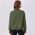 thumbnail image 4 of Women's Sweatshirt Long Sleeve Casual Comfort Loose Lightweight High Neck with Pocket Solid Color Fashion Top for Women Daily Wear,Dark Green,S, 4 of 6