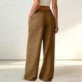 thumbnail image 6 of aohooy Wide Leg High Waist Pants Women Summer Casual Button Up Palazzo Work Pant Beach Vacation Comfort Trousers with Pockets Coffee,XXL, 6 of 8