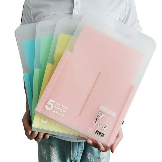 Vertical Design Expanding File Organizer 5 Pockets Folders Portable Document A4 Size Letter Holder