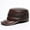 Coffee, variant on Genuine Leather Hat Autumn Winter Men's Cowhide Mi-litary Hats With Ears Adjustable Size Flat Cap Male Bone Snap-back Cap ,Classic Design