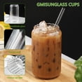 thumbnail image 3 of 4Pcs Glass Cups 550ml Drinking Glass Tumbler with Glass Straws Cup Brush Vintage Ribbed Drinking Glass Cup, 3 of 8